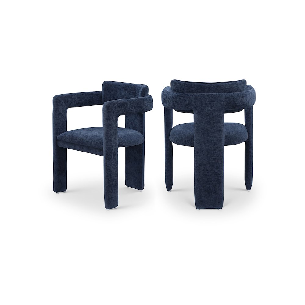 Brenda Navy Chenille Fabric Dining Chair, Set of 2. Picture 1