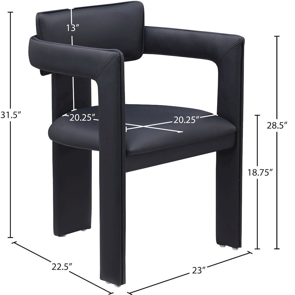 Brenda Black Vegan Leather Dining Chair, Set of 2. Picture 8