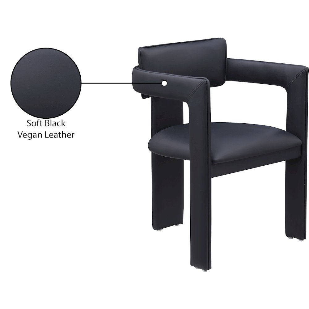 Brenda Black Vegan Leather Dining Chair, Set of 2. Picture 9