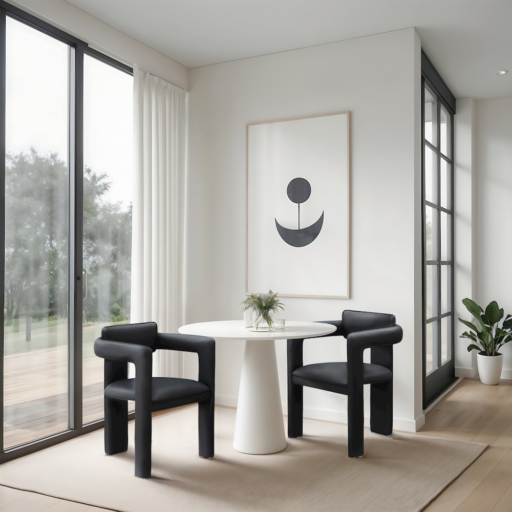 Brenda Black Vegan Leather Dining Chair, Set of 2. Picture 2