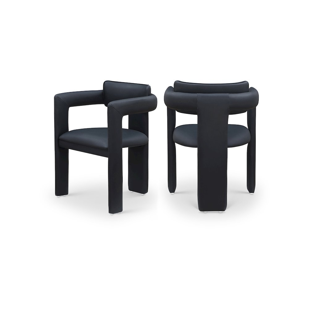 Brenda Black Vegan Leather Dining Chair, Set of 2. Picture 1