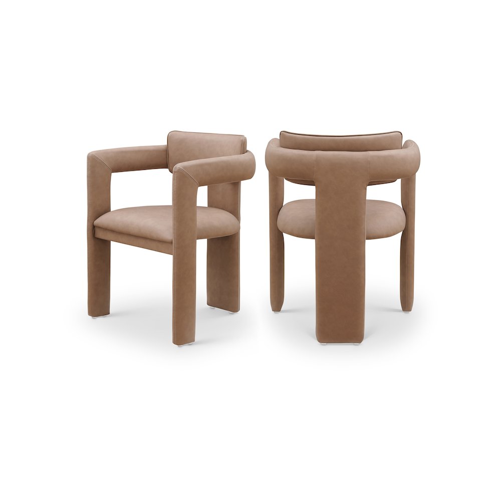 Brenda Brown Vegan Leather Dining Chair, Set of 2. Picture 1