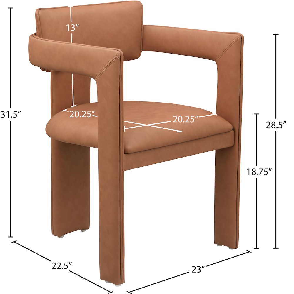 Brenda Cognac Vegan Leather Dining Chair, Set of 2. Picture 8