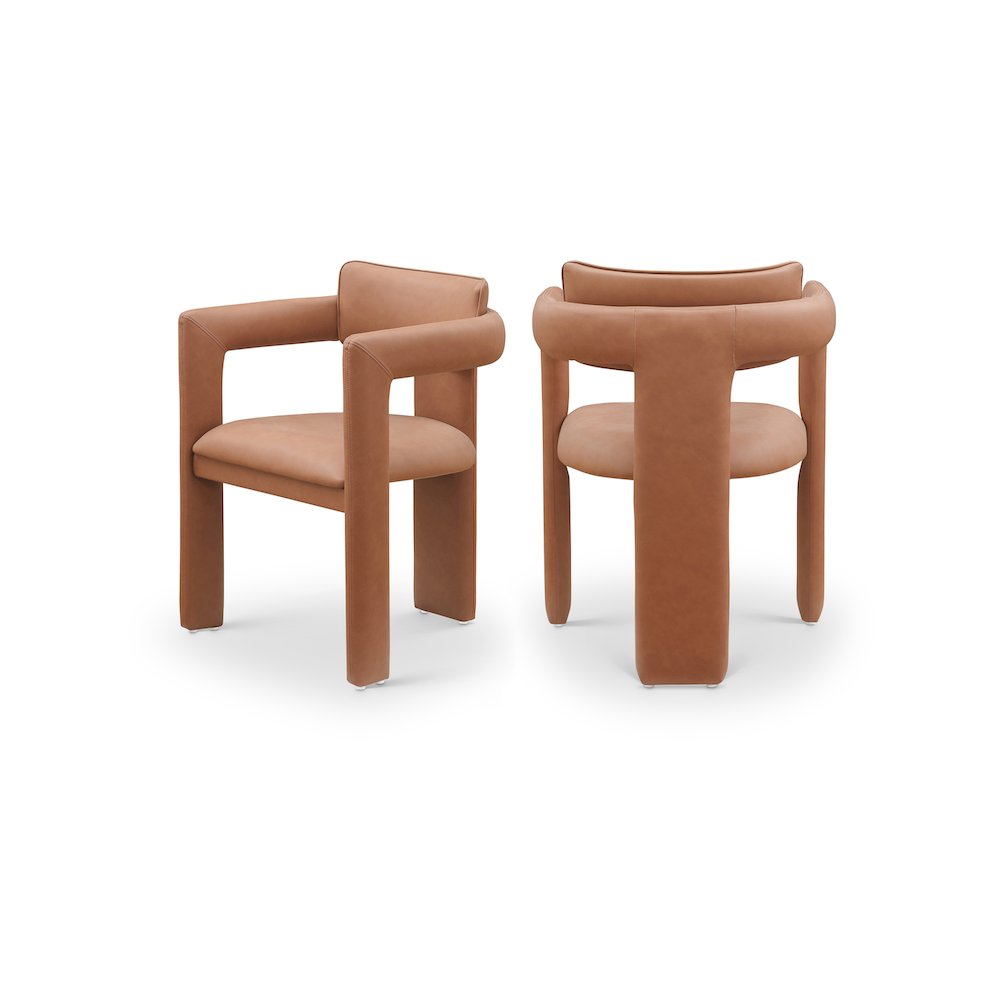 Brenda Cognac Vegan Leather Dining Chair, Set of 2. Picture 1