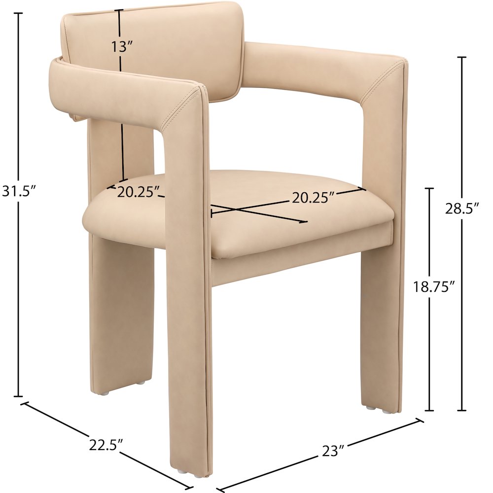 Brenda Tan Vegan Leather Dining Chair, Set of 2. Picture 8