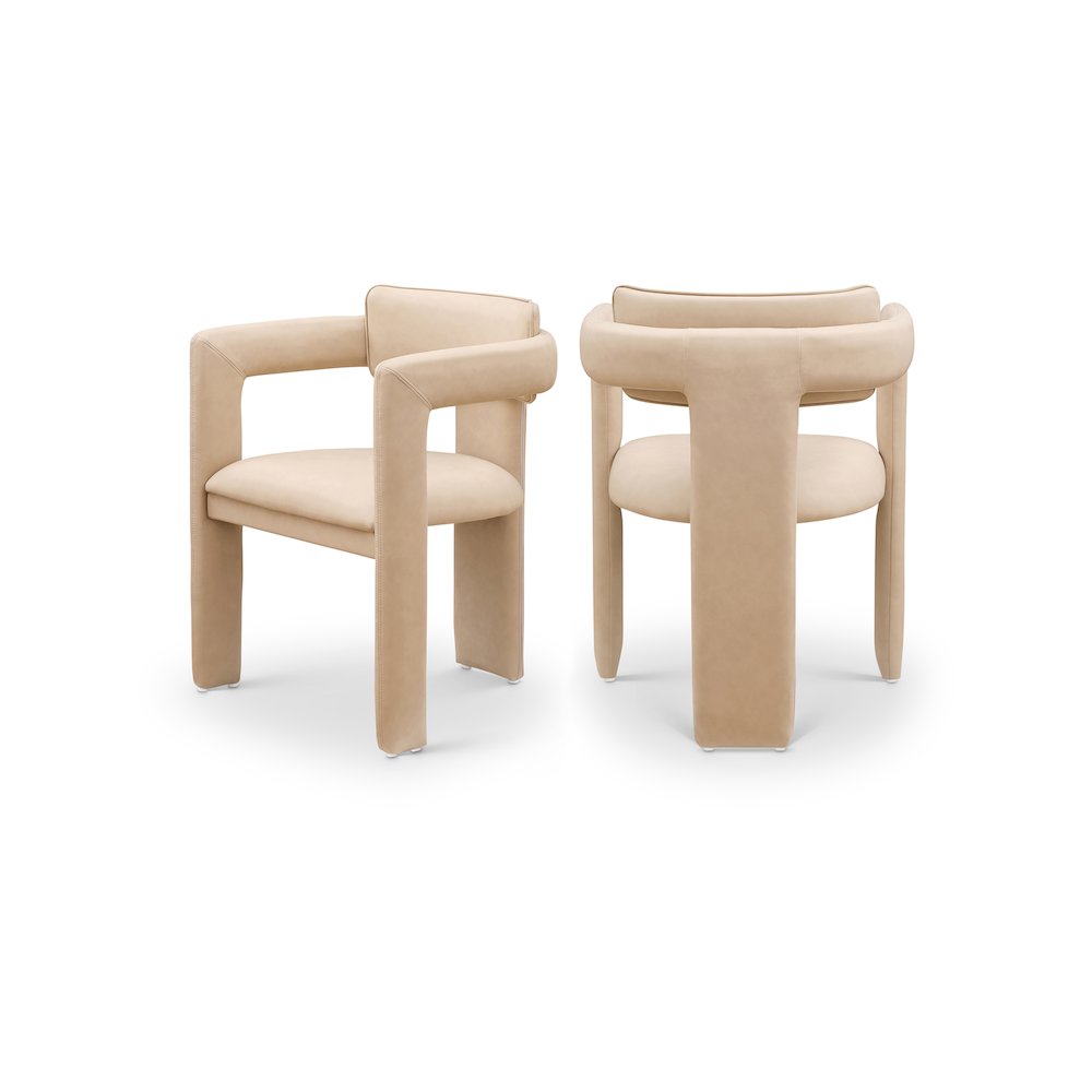 Brenda Tan Vegan Leather Dining Chair, Set of 2. Picture 1