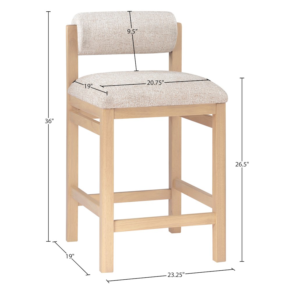 Roundhill Beige Linen Textured Fabric Upholstered Counter Stool. Picture 9