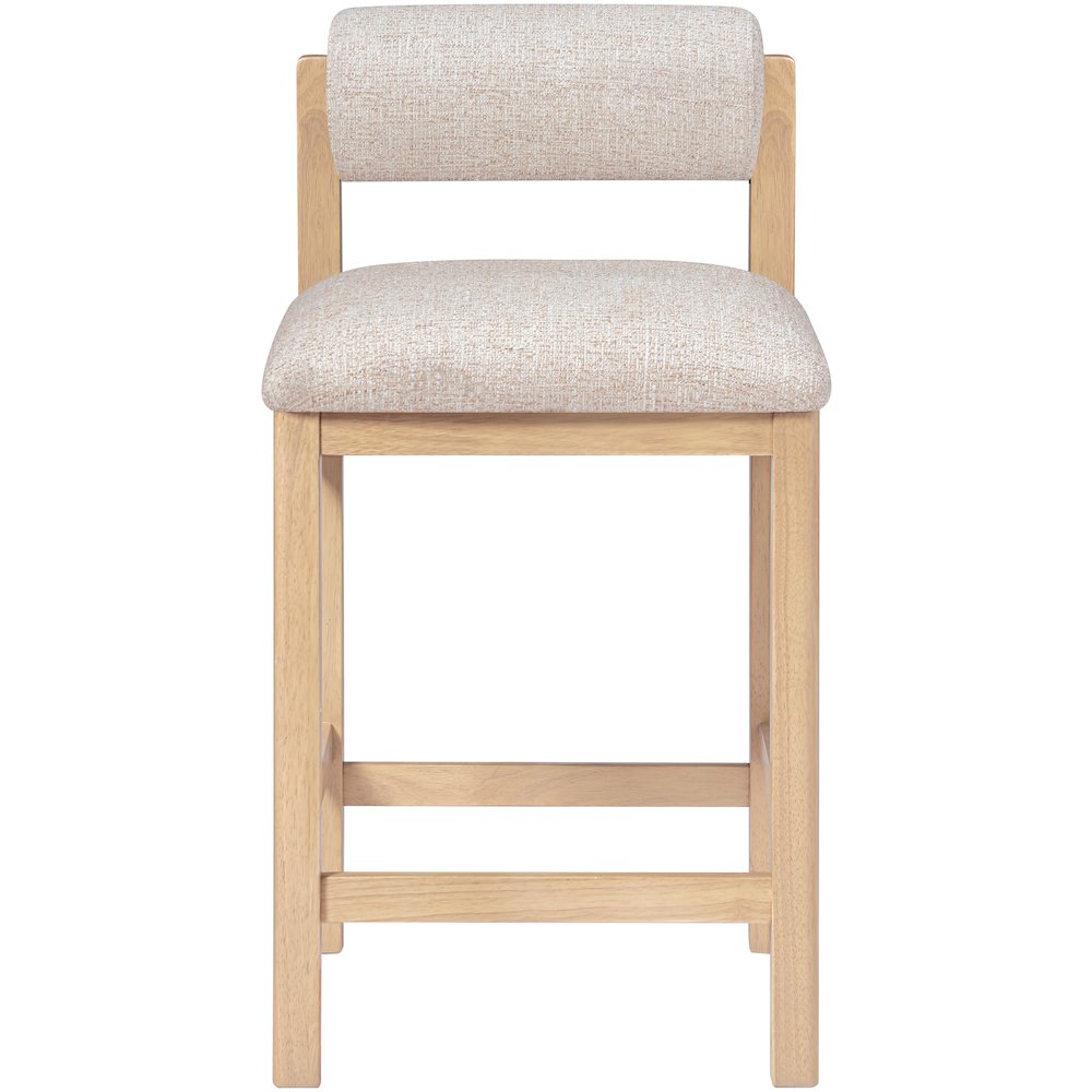 Roundhill Beige Linen Textured Fabric Upholstered Counter Stool. Picture 2