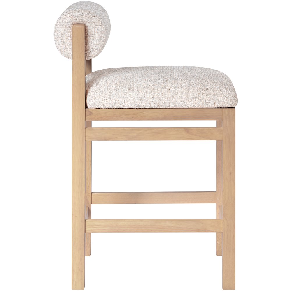 Roundhill Beige Linen Textured Fabric Upholstered Counter Stool. Picture 8
