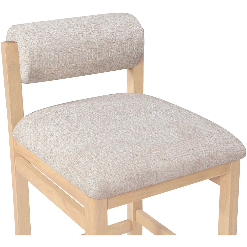 Roundhill Beige Linen Textured Fabric Upholstered Counter Stool. Picture 4