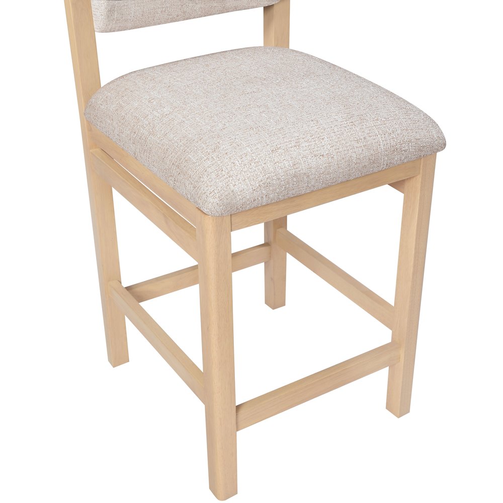 Roundhill Beige Linen Textured Fabric Upholstered Counter Stool. Picture 5