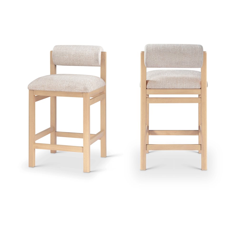 Roundhill Beige Linen Textured Fabric Upholstered Counter Stool. Picture 11