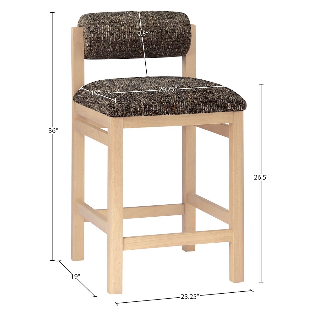 Roundhill Brown Linen Textured Fabric Upholstered Counter Stool. Picture 9