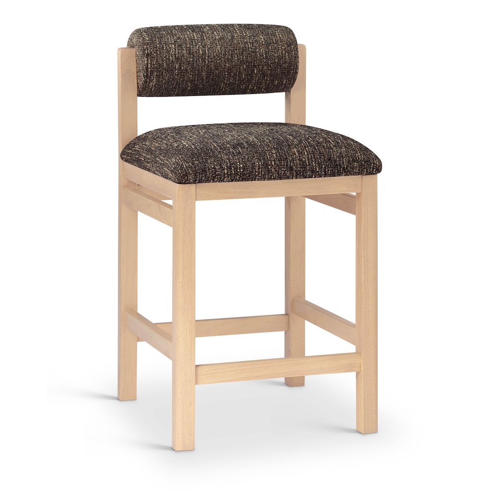 Roundhill Brown Linen Textured Fabric Upholstered Counter Stool. Picture 1