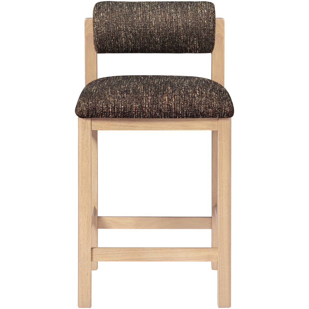 Roundhill Brown Linen Textured Fabric Upholstered Counter Stool. Picture 2