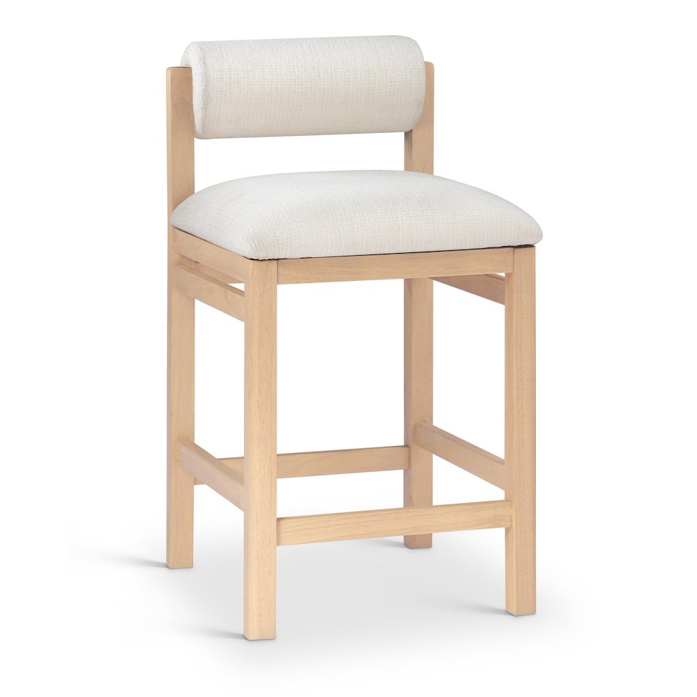 Roundhill Cream Linen Textured Fabric Upholstered Counter Stool. Picture 1