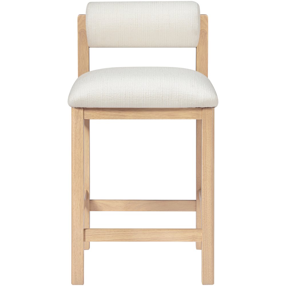 Roundhill Cream Linen Textured Fabric Upholstered Counter Stool. Picture 2