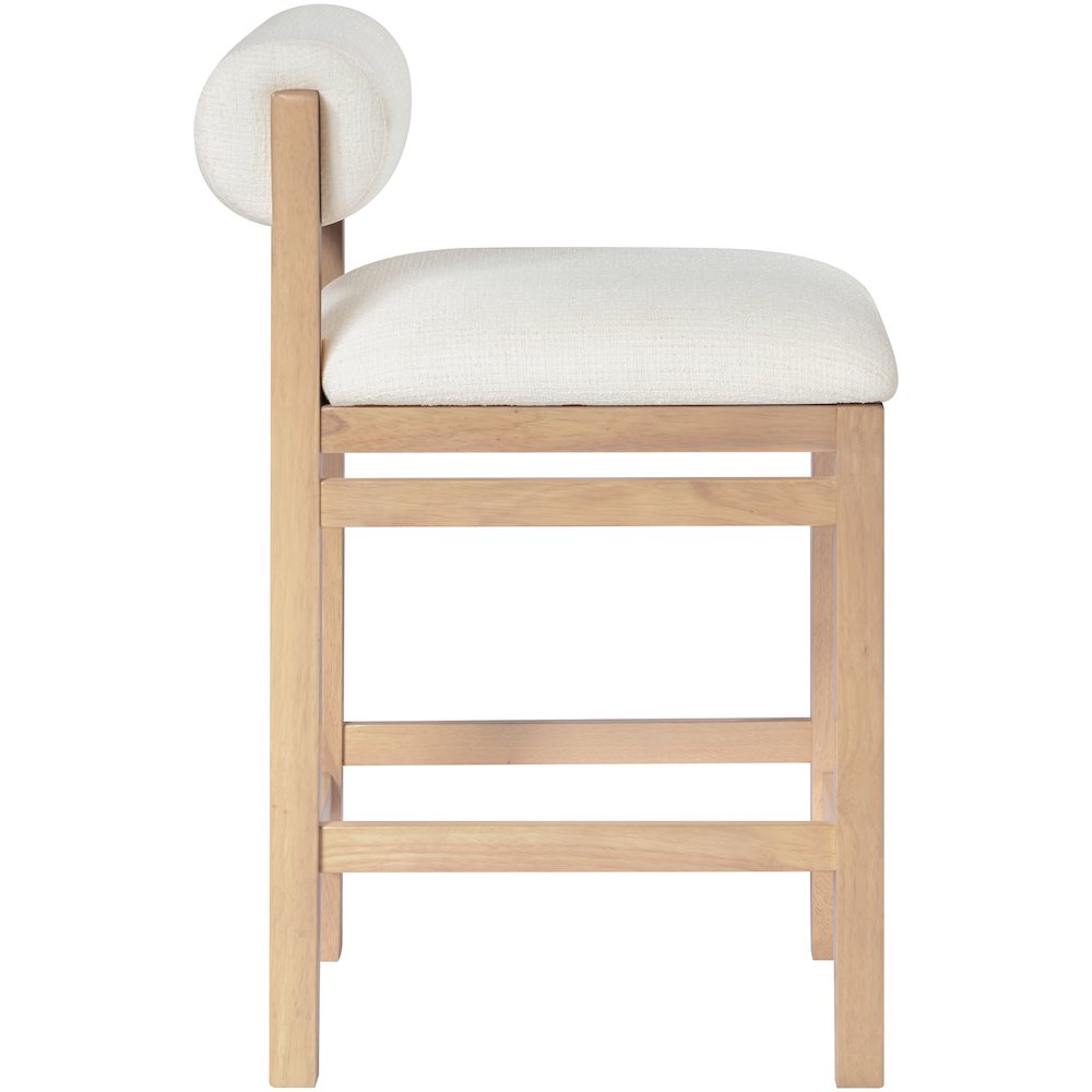 Roundhill Cream Linen Textured Fabric Upholstered Counter Stool. Picture 8