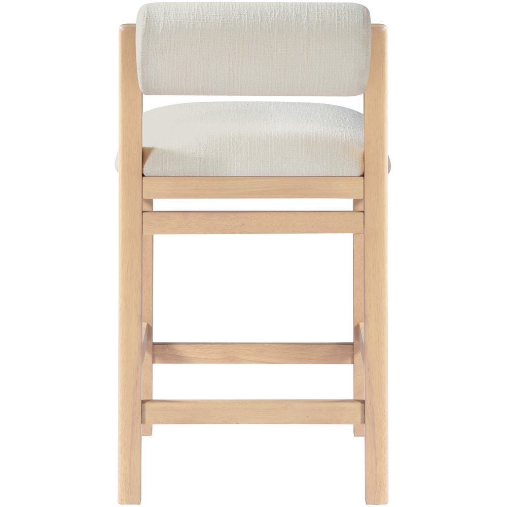 Roundhill Cream Linen Textured Fabric Upholstered Counter Stool. Picture 3