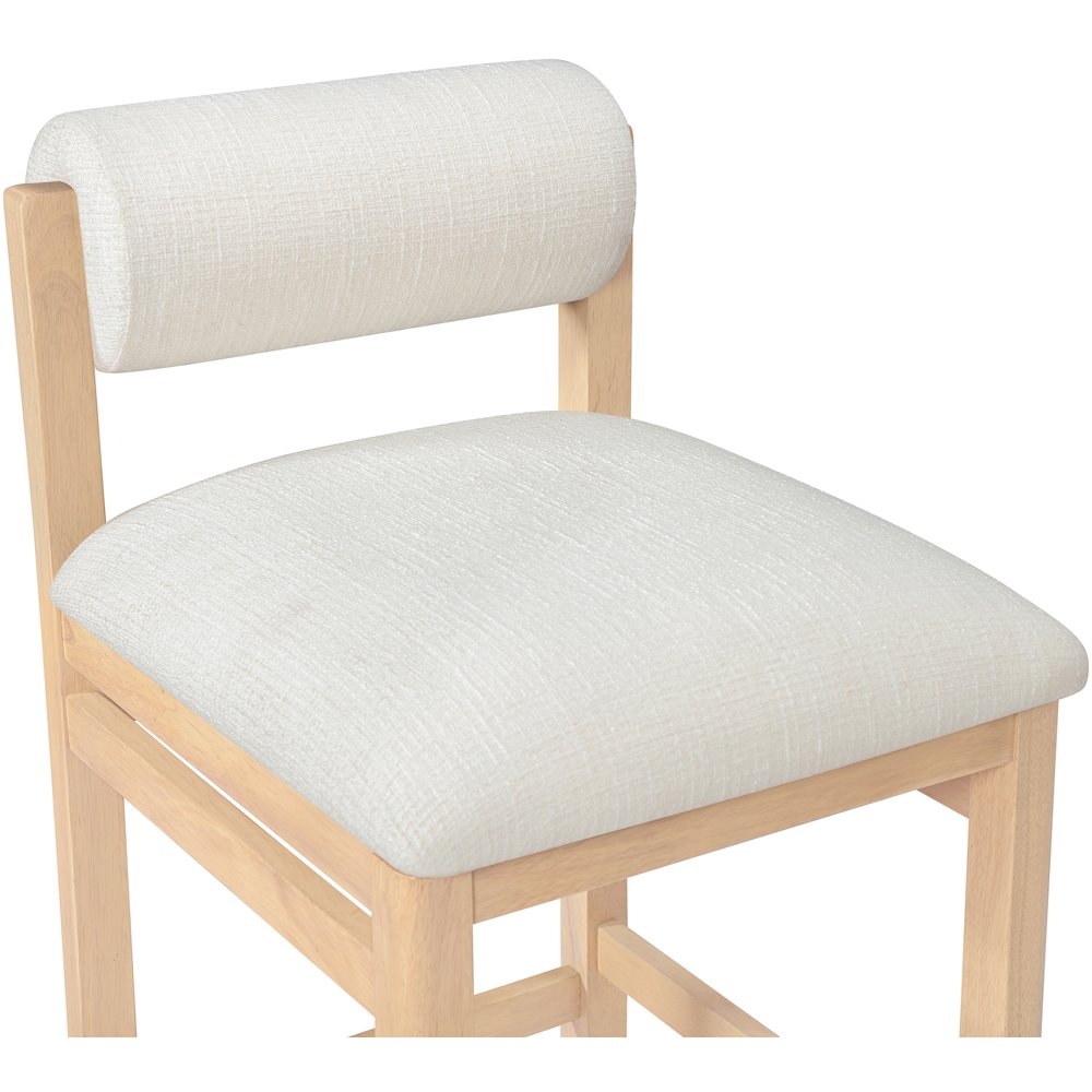 Roundhill Cream Linen Textured Fabric Upholstered Counter Stool. Picture 4
