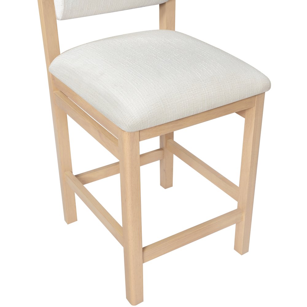 Roundhill Cream Linen Textured Fabric Upholstered Counter Stool. Picture 5