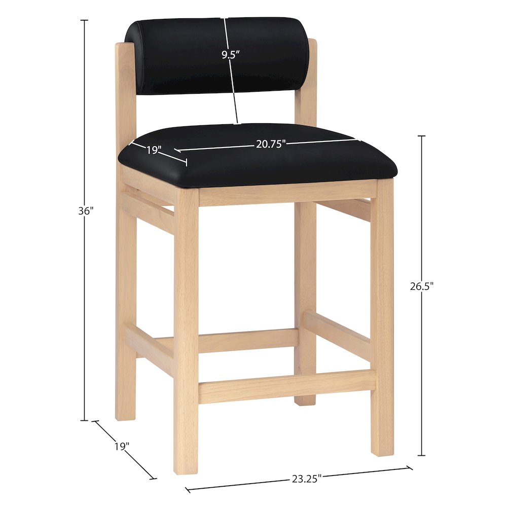 Roundhill Black Vegan Leather Upholstered Counter Stool. Picture 6