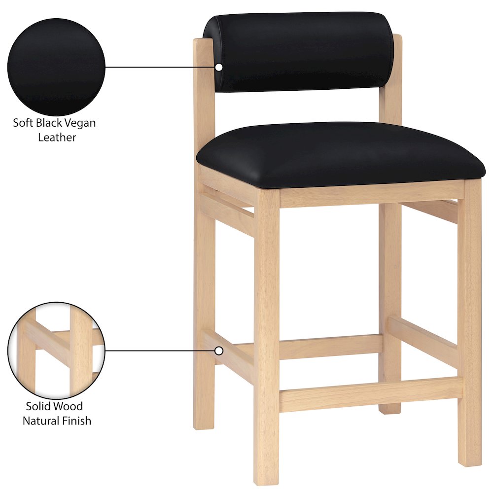 Roundhill Black Vegan Leather Upholstered Counter Stool. Picture 9