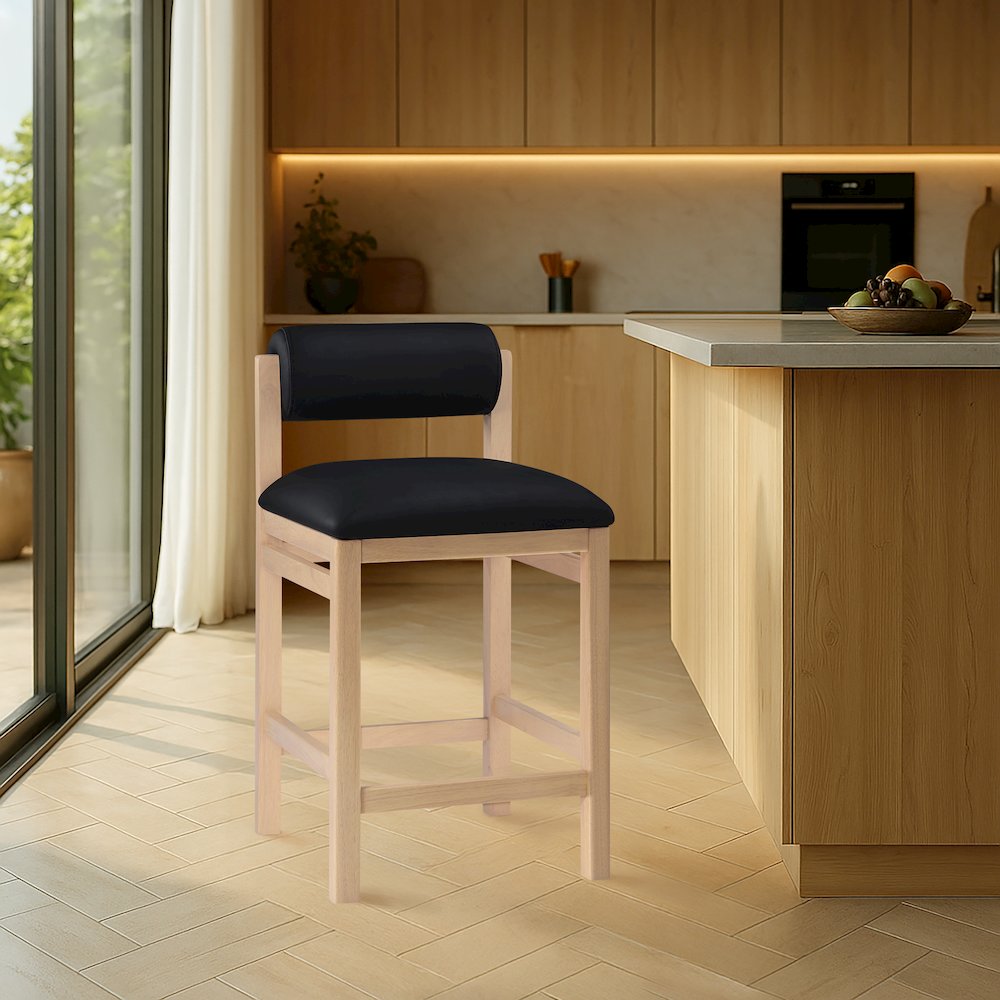 Roundhill Black Vegan Leather Upholstered Counter Stool. Picture 7