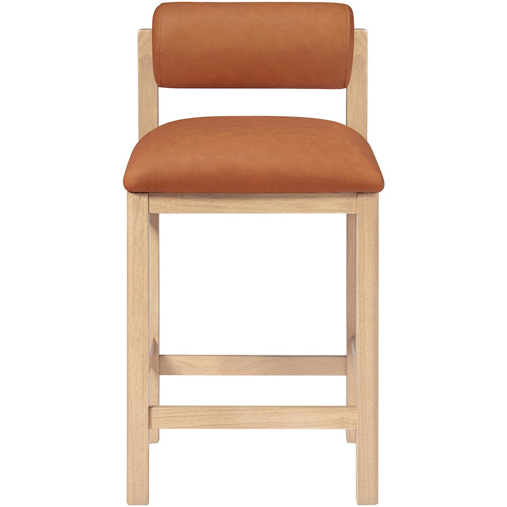 Roundhill Cognac Vegan Leather Upholstered Counter Stool. Picture 2