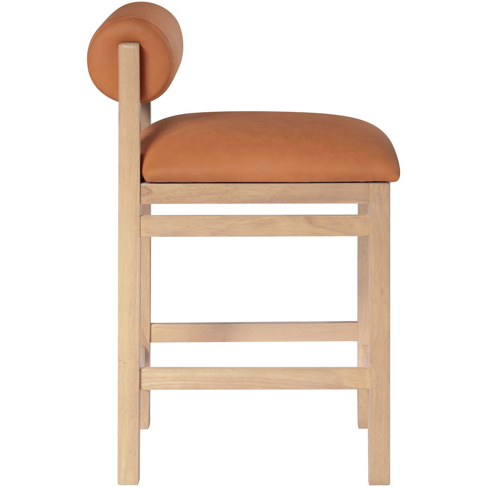 Roundhill Cognac Vegan Leather Upholstered Counter Stool. Picture 8