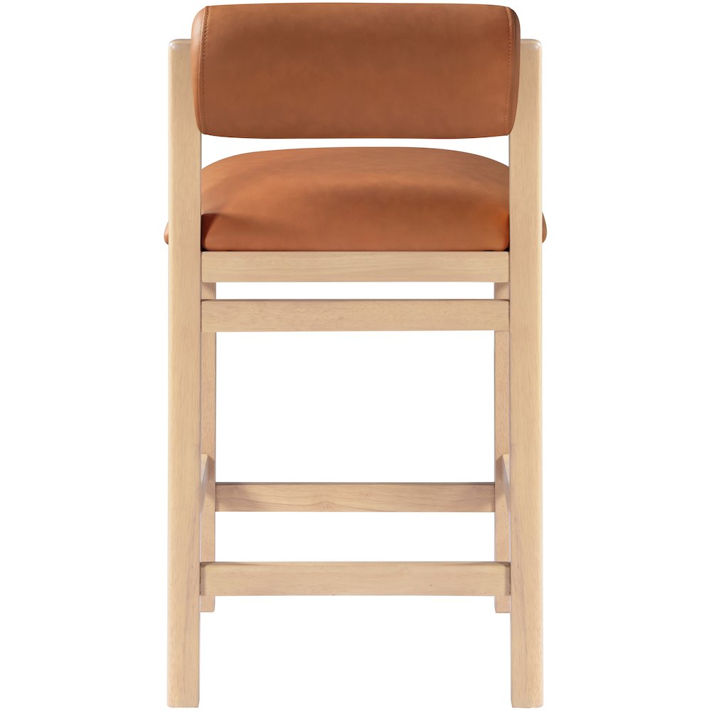 Roundhill Cognac Vegan Leather Upholstered Counter Stool. Picture 3