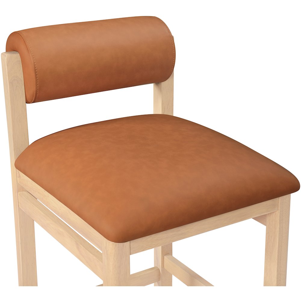 Roundhill Cognac Vegan Leather Upholstered Counter Stool. Picture 4