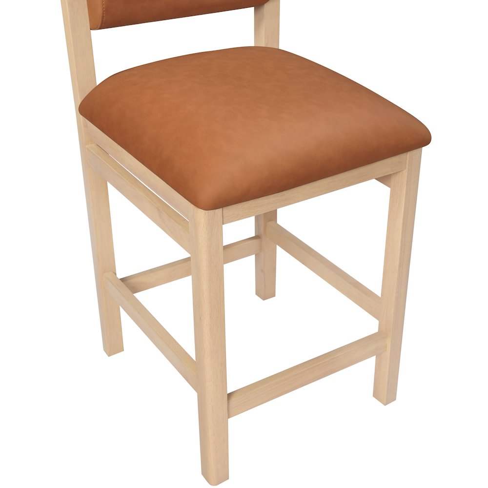 Roundhill Cognac Vegan Leather Upholstered Counter Stool. Picture 5
