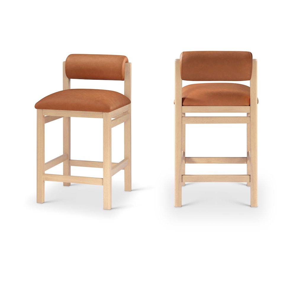 Roundhill Cognac Vegan Leather Upholstered Counter Stool. Picture 10