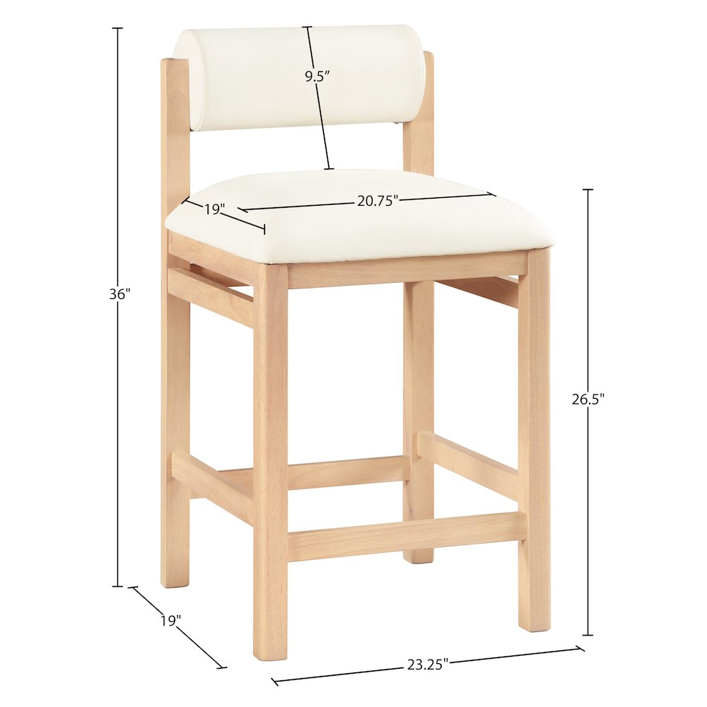 Roundhill Cream Vegan Leather Upholstered Counter Stool. Picture 6