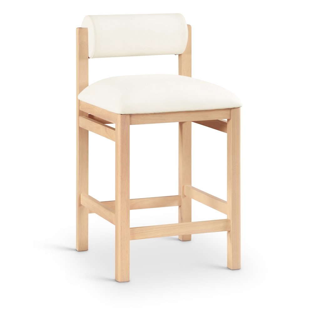Roundhill Cream Vegan Leather Upholstered Counter Stool. Picture 1