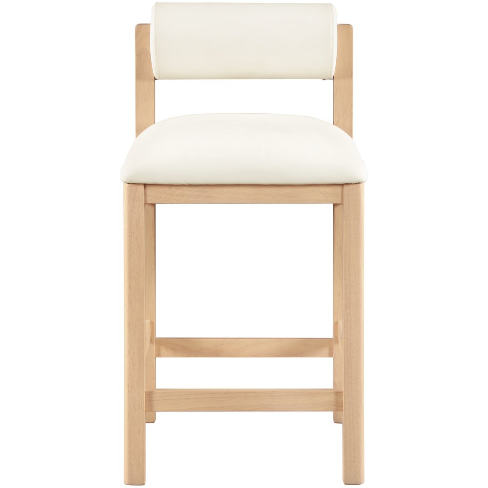 Roundhill Cream Vegan Leather Upholstered Counter Stool. Picture 2