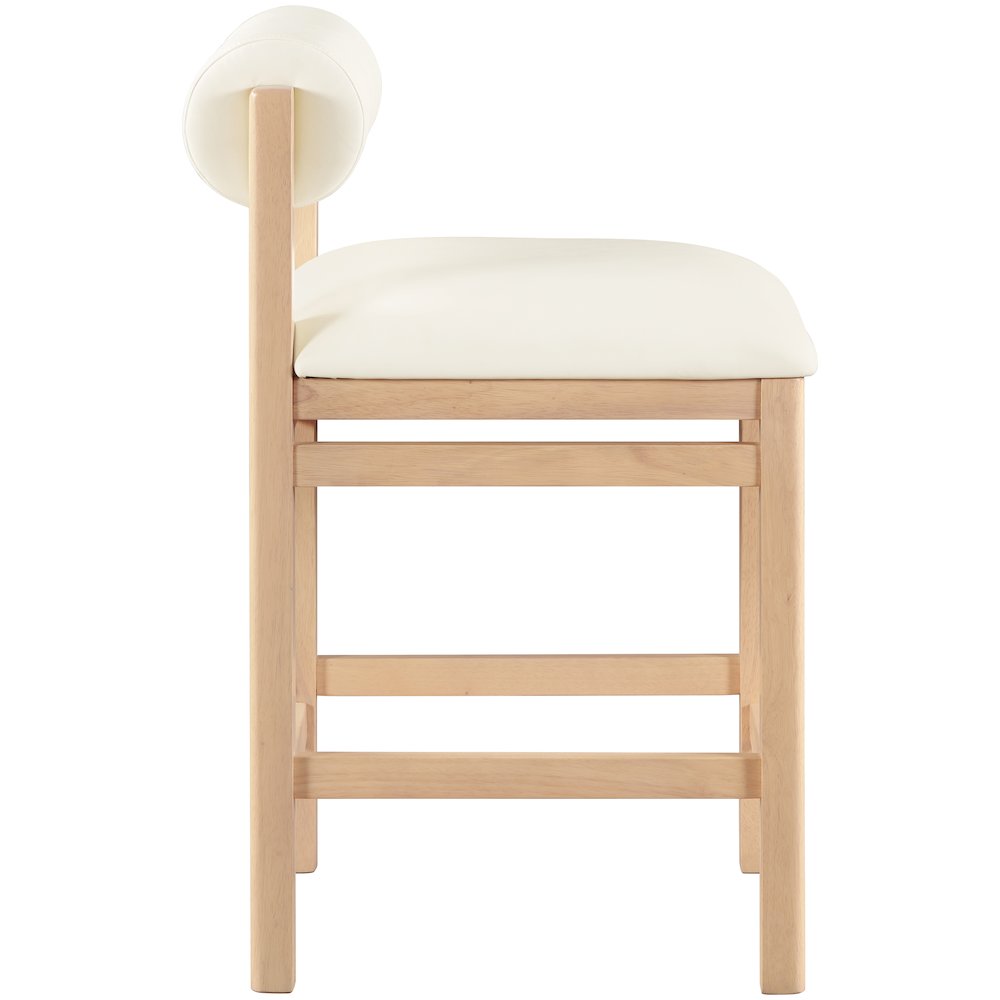 Roundhill Cream Vegan Leather Upholstered Counter Stool. Picture 8