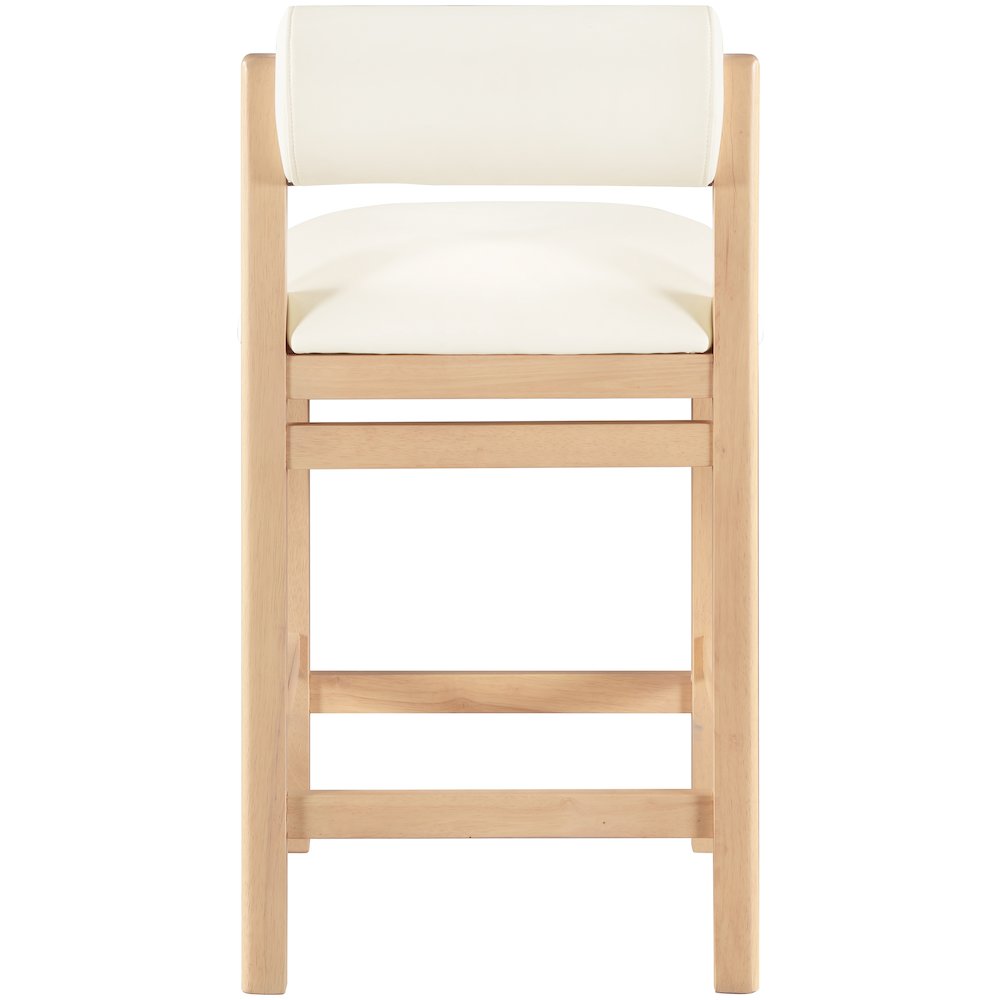 Roundhill Cream Vegan Leather Upholstered Counter Stool. Picture 3