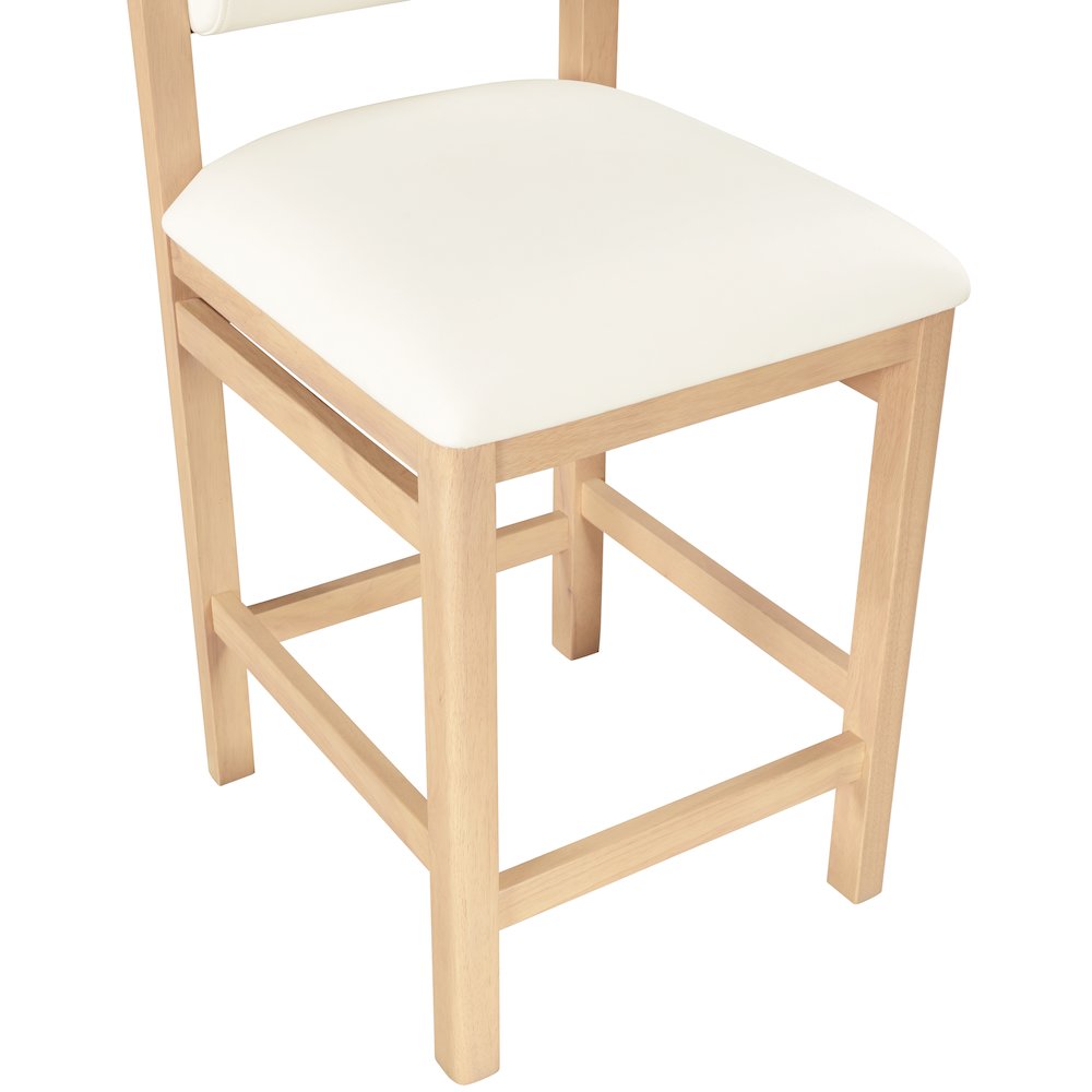 Roundhill Cream Vegan Leather Upholstered Counter Stool. Picture 5