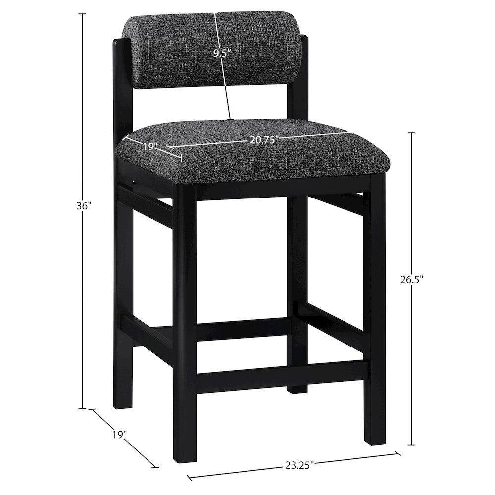 Roundhill Black Linen Textured Fabric Upholstered Counter Stool. Picture 6