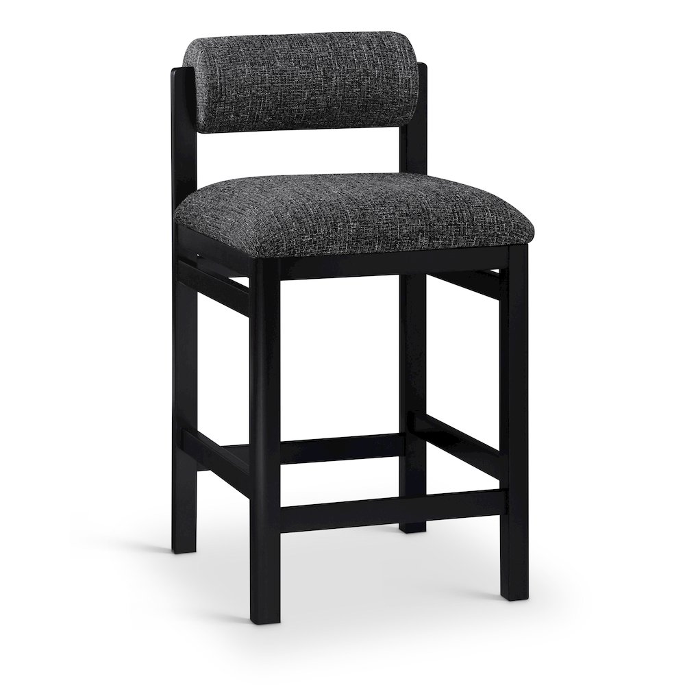 Roundhill Black Linen Textured Fabric Upholstered Counter Stool. Picture 1