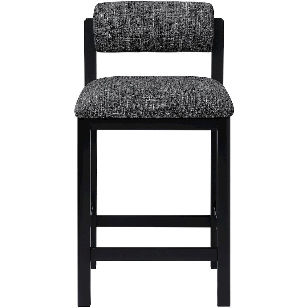 Roundhill Black Linen Textured Fabric Upholstered Counter Stool. Picture 2