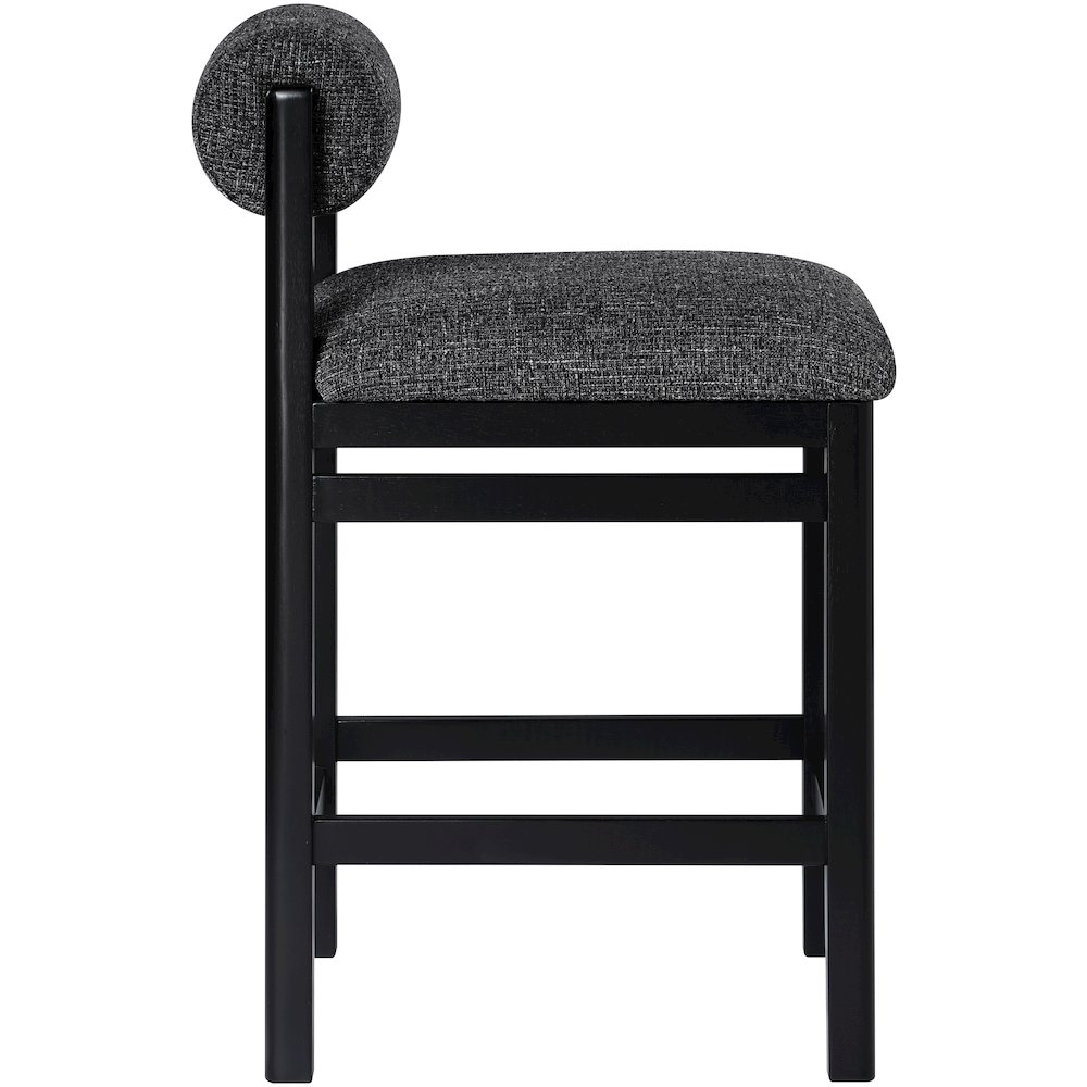 Roundhill Black Linen Textured Fabric Upholstered Counter Stool. Picture 8