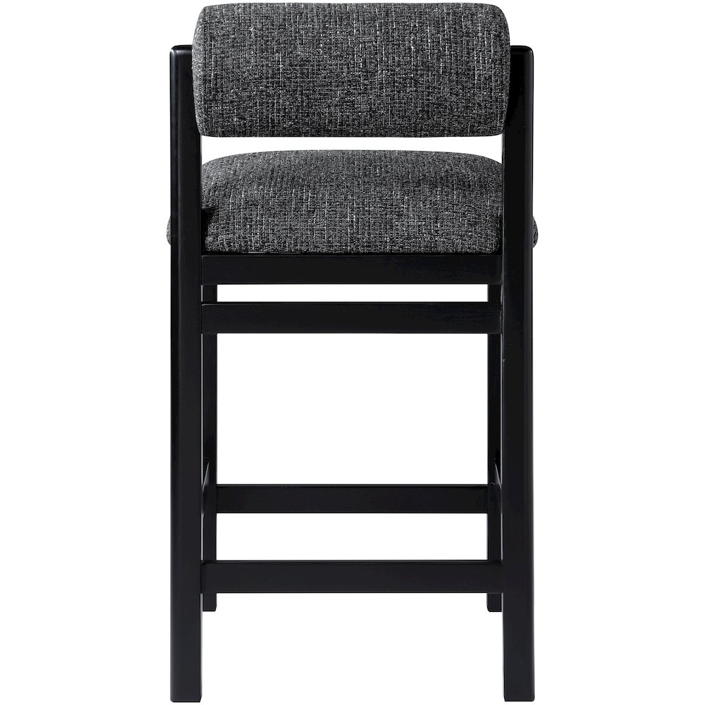 Roundhill Black Linen Textured Fabric Upholstered Counter Stool. Picture 3
