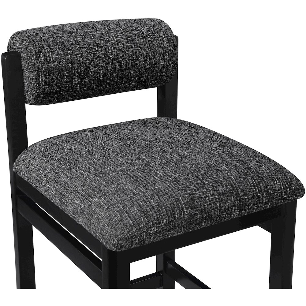 Roundhill Black Linen Textured Fabric Upholstered Counter Stool. Picture 4