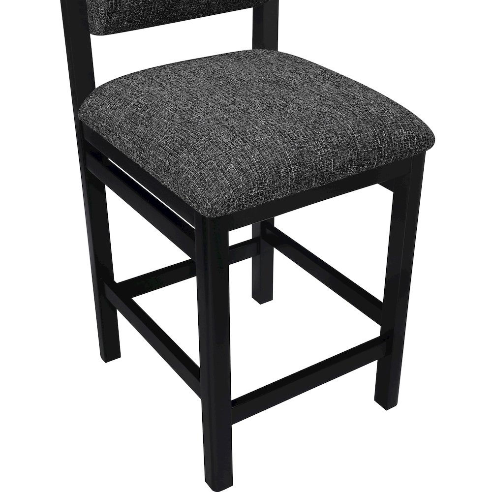 Roundhill Black Linen Textured Fabric Upholstered Counter Stool. Picture 5