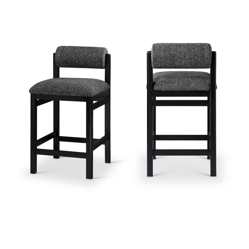 Roundhill Black Linen Textured Fabric Upholstered Counter Stool. Picture 10