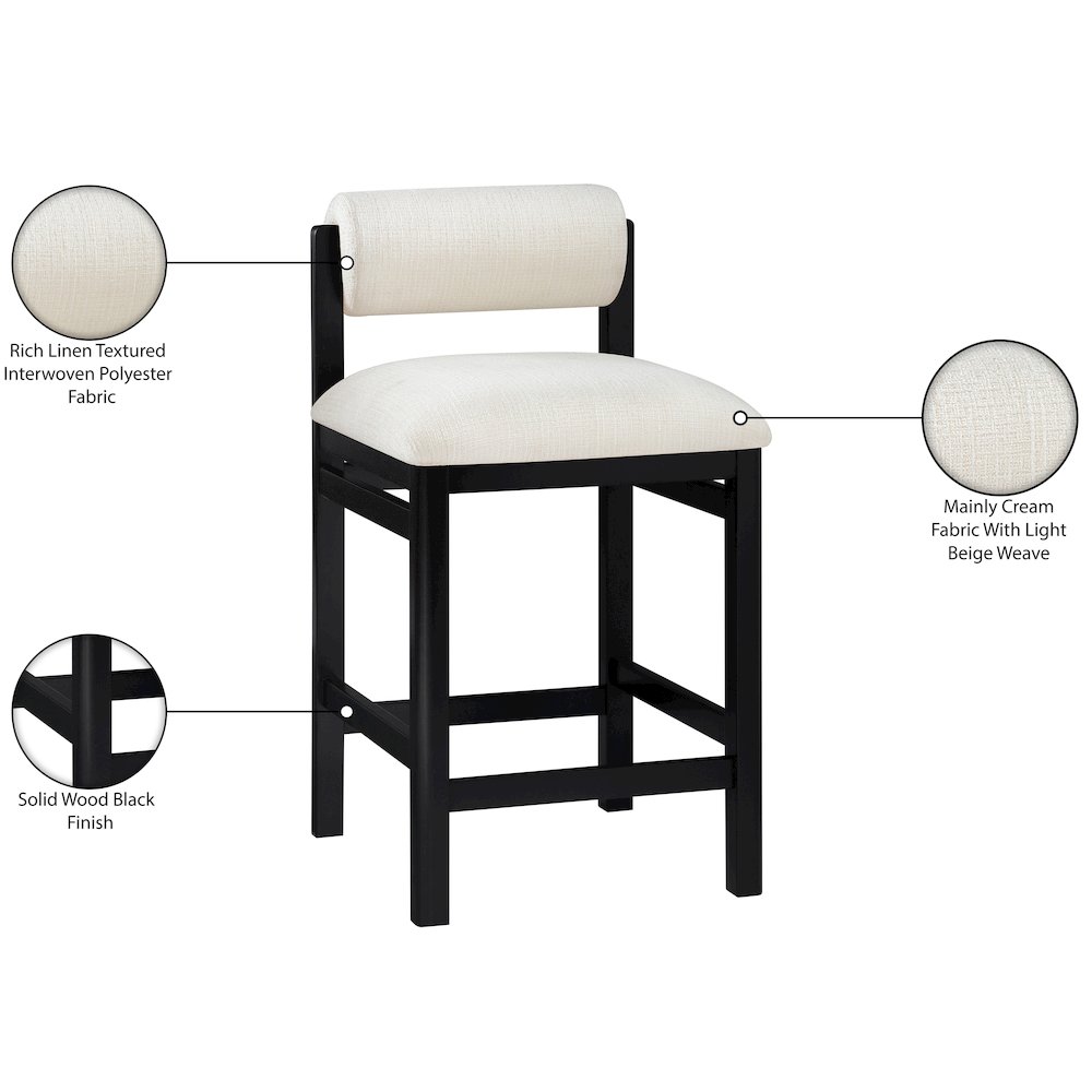 Roundhill Cream Linen Textured Fabric Upholstered Counter Stool. Picture 9