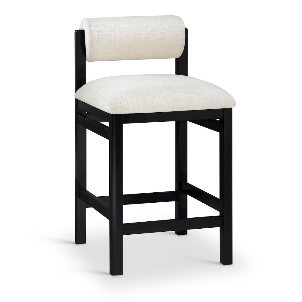 Roundhill Cream Linen Textured Fabric Upholstered Counter Stool. Picture 1